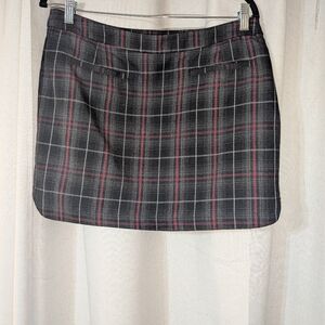 2015 Gap Grey Black And Red Plaid Skirt Size 10